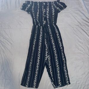 Navy blue floral jumpsuit